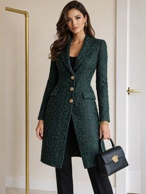 Rare Versace Collection Green Jacquard Medusa Blazer Coat Size 38 NWT